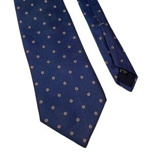 Vintage Envoy Silk‎ Tie Quiet Luxury Old Money Blue Handmade Geometric Fo…